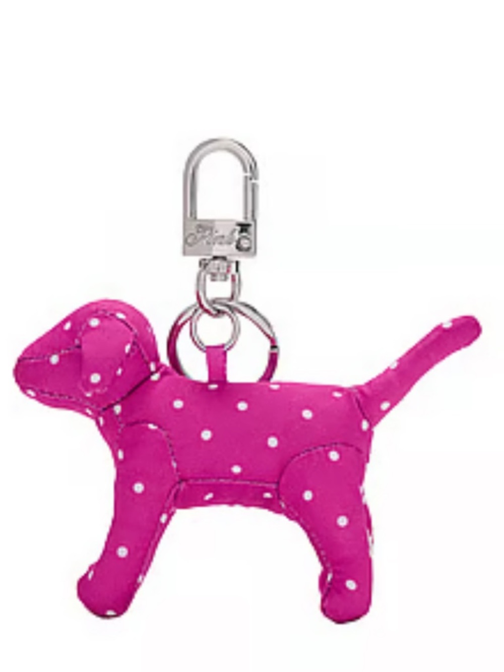 PINK Victoria's Secret Hot Pink Polka Dot Dog Key/bag charm